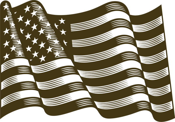 Dark green partially transparent American flag